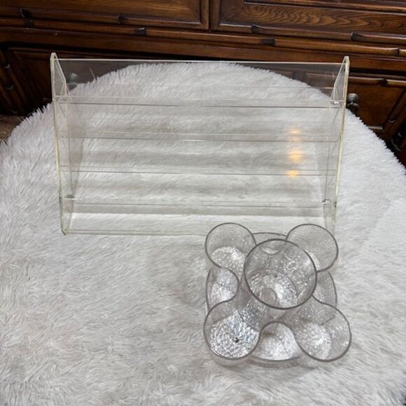 Acrylic 5 Tier 72 Bottle Nail Polish Organizer + 9 Section Spin Brush Caddy Set - Picture 10 of 15